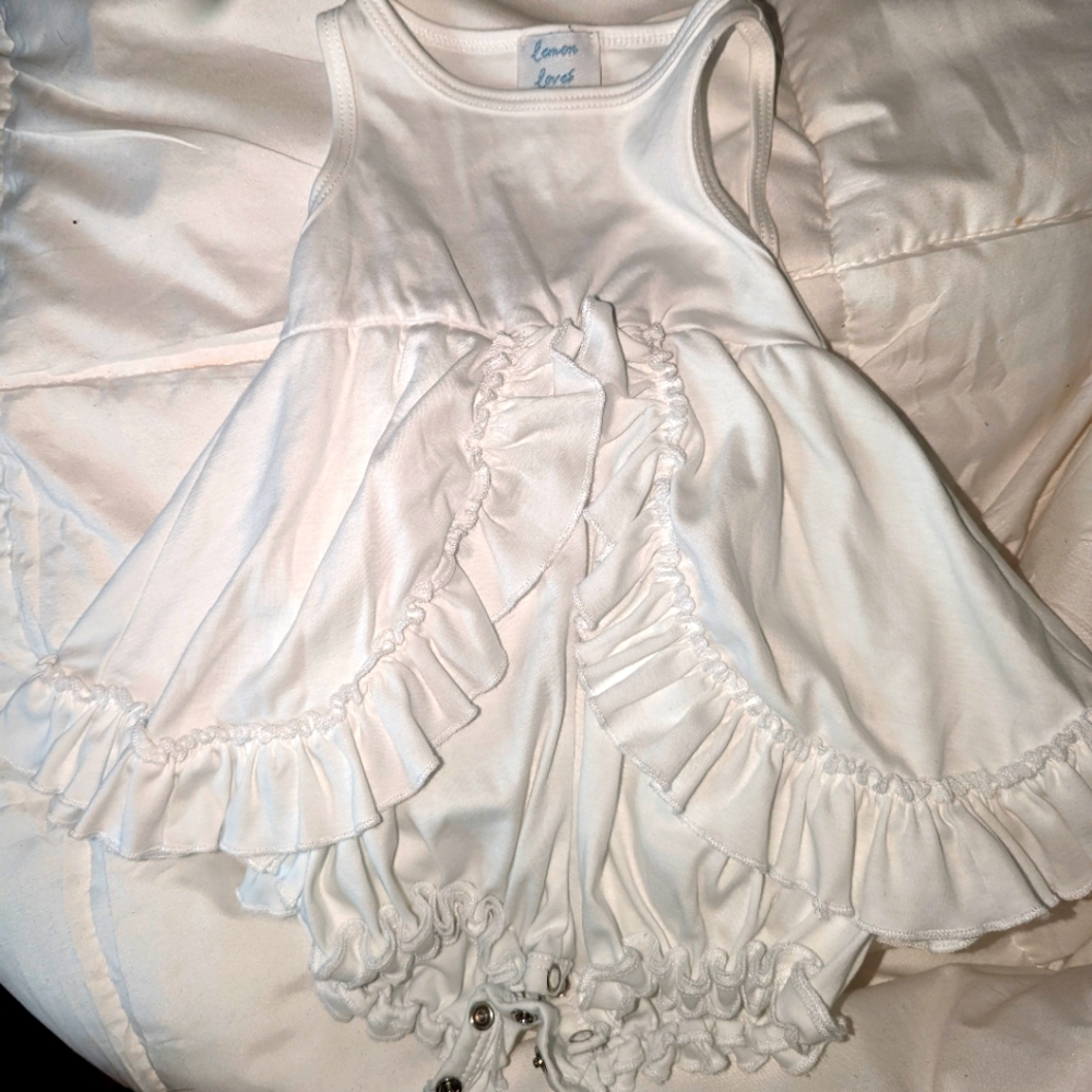 Baby girl White ruffle dress onsie